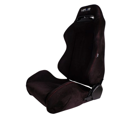 NRG Reclinable Racing Seat Suede With Red Stitching