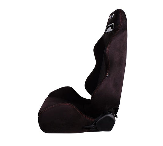NRG Reclinable Racing Seat Suede With Red Stitching
