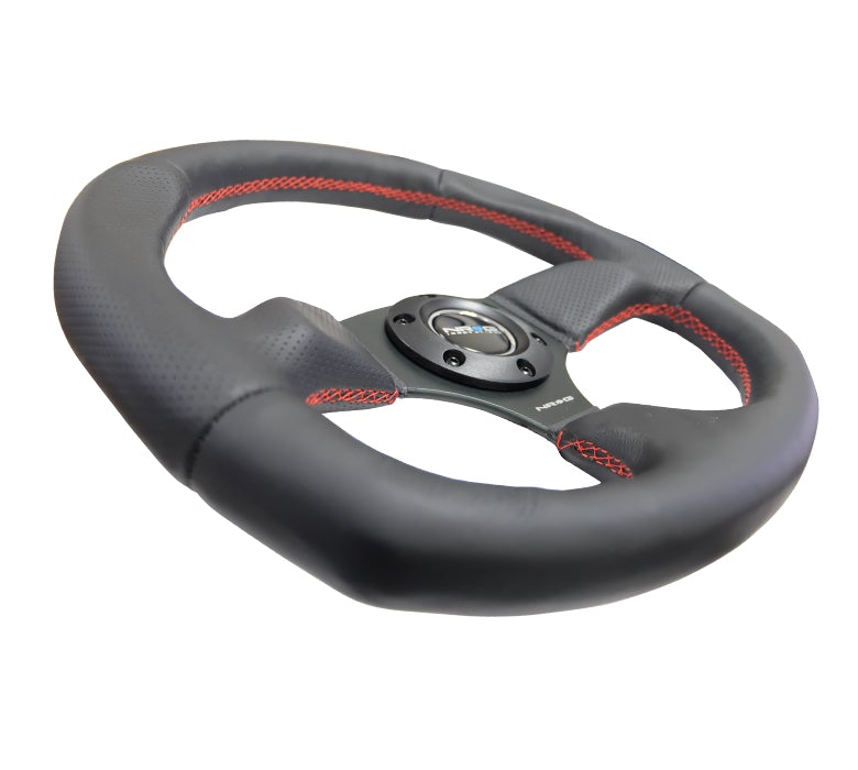NRG Flat Bottom Steering Wheel Leather