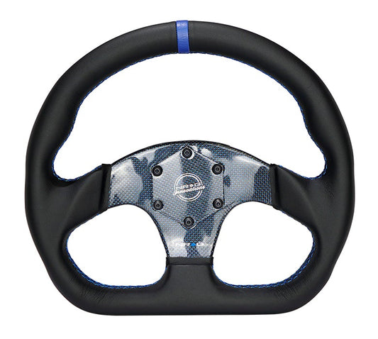 NRG Flat Bottom Carbon Fiber Center Leather Steering Wheel