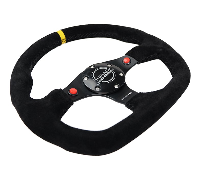 NRG Flat Bottom Steering Wheel Suede